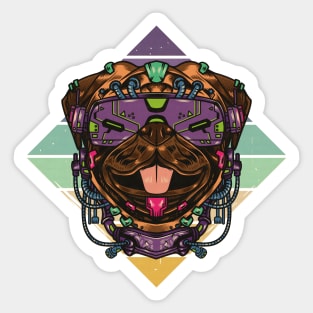 Retro Sci-fi Pug Dog Sticker